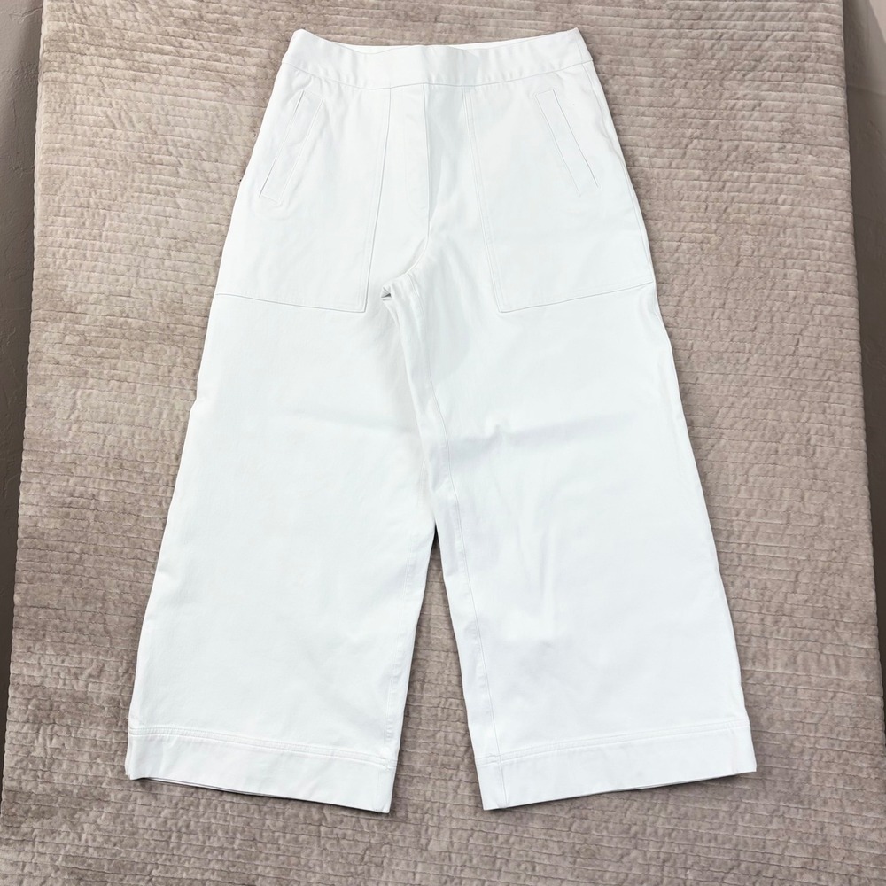 Spanx Stretch Twill Cropped Wide Leg Pants White Size Medium 20479R